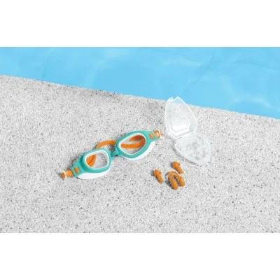 Bestway  aquanaut essential goggles set (contents:one pair of nose clips, one pair of ear plugs, and one pair of goggles,1 assorted colors) age 7+